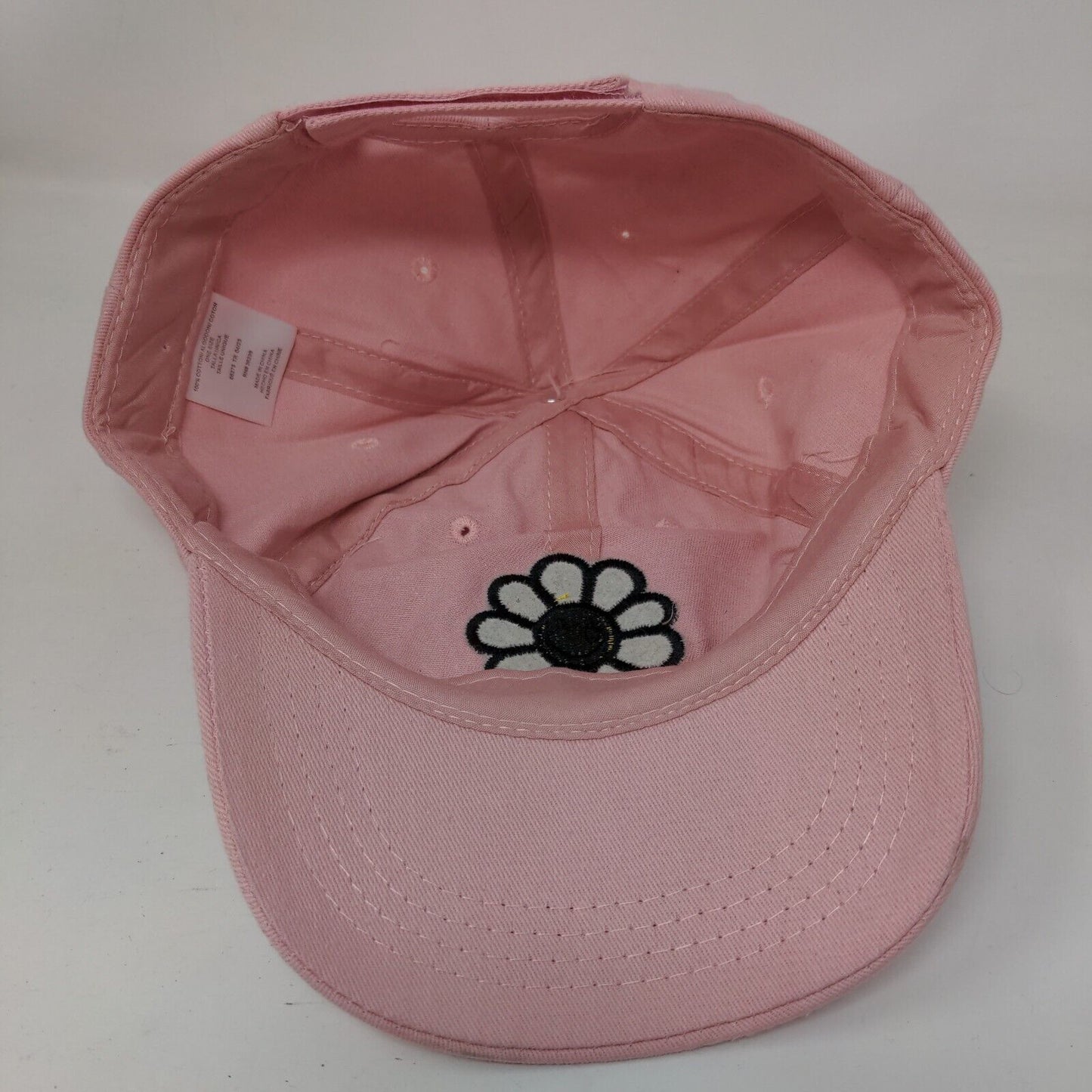 Sunflower Strapback Hat Pink One Size Adjustable Embroidered 6 Panel Cotton