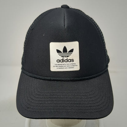 Adidas Trucker Hat Black OSFM Trefoil Logo Patch Rope Mesh Back Snapback Foam