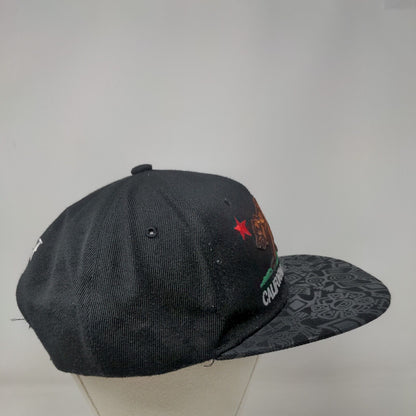 California Republic Snapback Hat Black One Size Adjustable Embroidered Big Bear