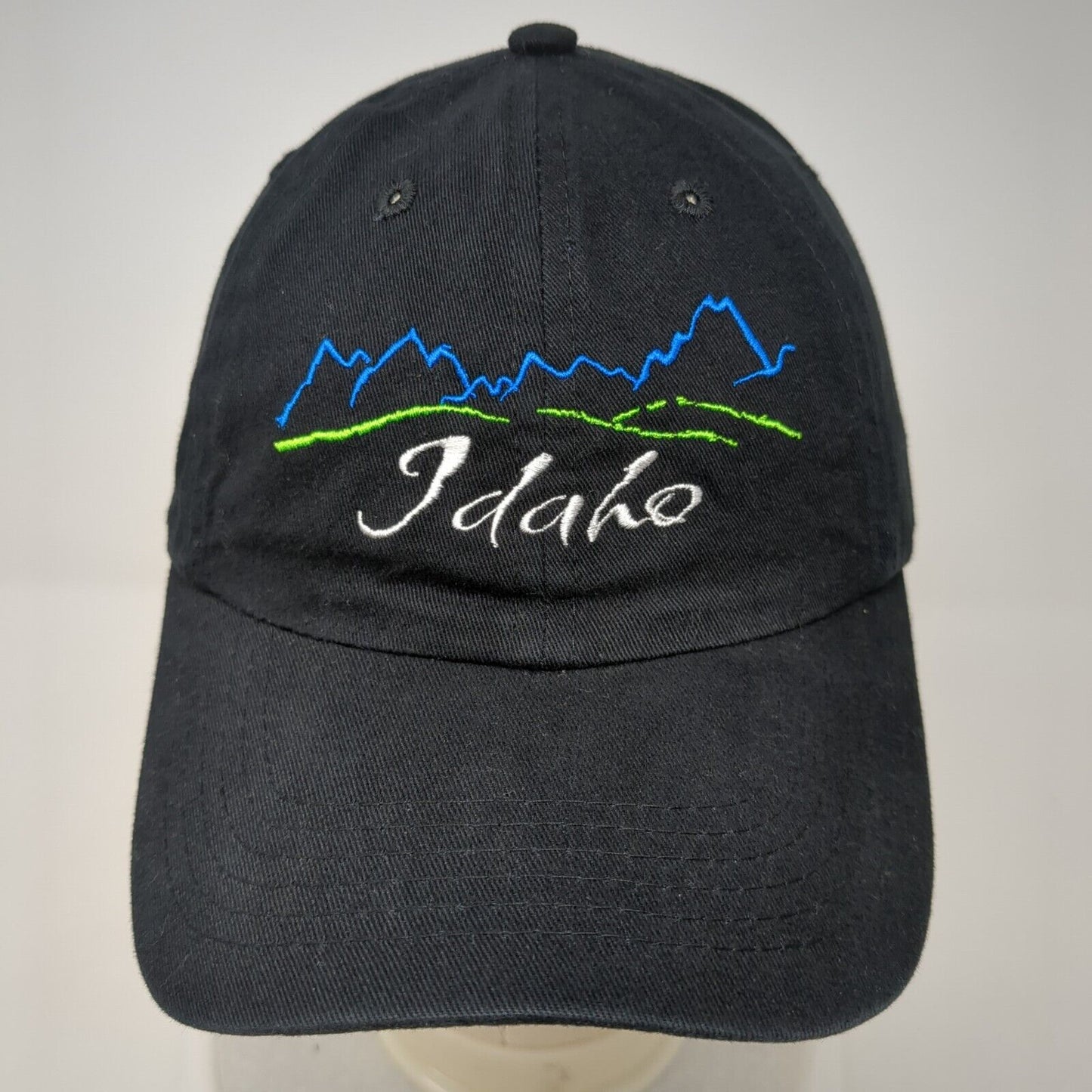 Idaho Strapback Hat Black One Size Adjustable Embroidered 6 Panel