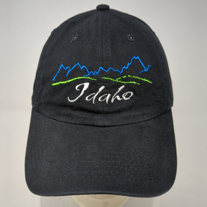 Idaho Strapback Hat Black One Size Adjustable Embroidered 6 Panel