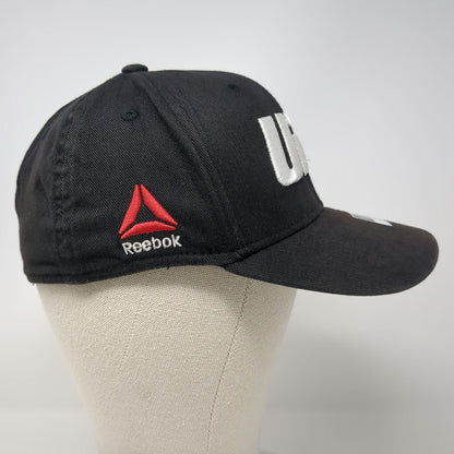 Reebok Baseball Cap Black XL UFC Logo Embroidered Stretch Fit Curved Brim Hat