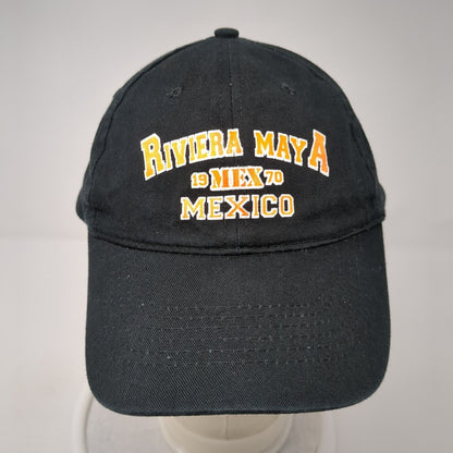 Riviera Maya 1970 Mexico Strapback Hat Black One Size Adjustable Caribbean Side