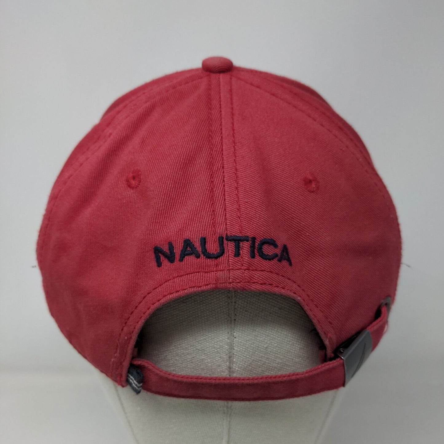 Nautica Slideback Hat Red One Size Adjustable Embroidered 6 Panel
