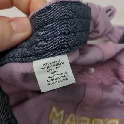 Dream Love Inspire Tie Back Hat Purple OSFM Adjustable Embroidered