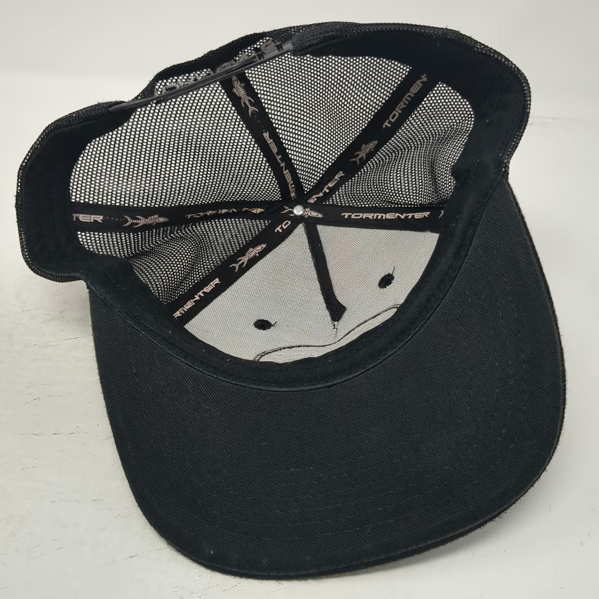 Tormenter Trucker Hat Black One Size Fish Skeleton Tropical Floral Print