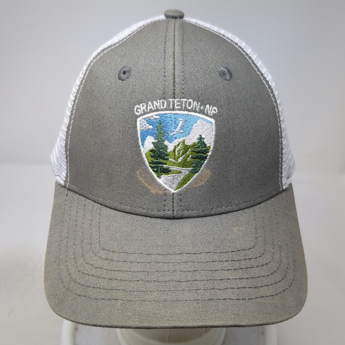 Wild West Trucker Hat Gray One Size Grand Teton National Park Mesh Snapback Cap