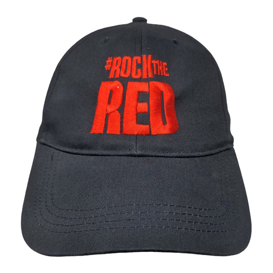 Rock The Red Strapback Hat Blue One Size Embroidered Adjustable