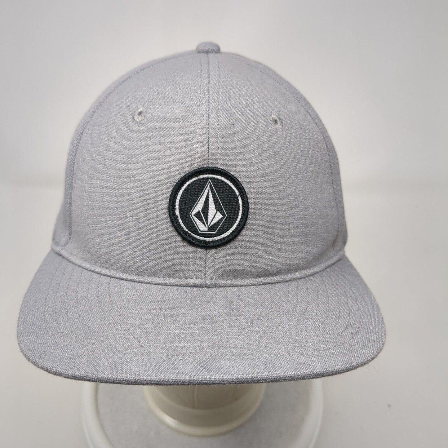 Volcom Stone Patch Fitted Hat Gray L/XL Solid 6 Panel Vent Holes