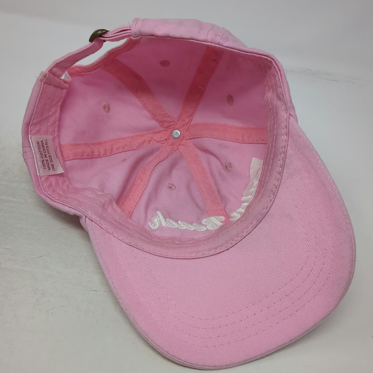 Baseball Cap Pink One Size Palm Beach Script Cotton Adjustable Hat