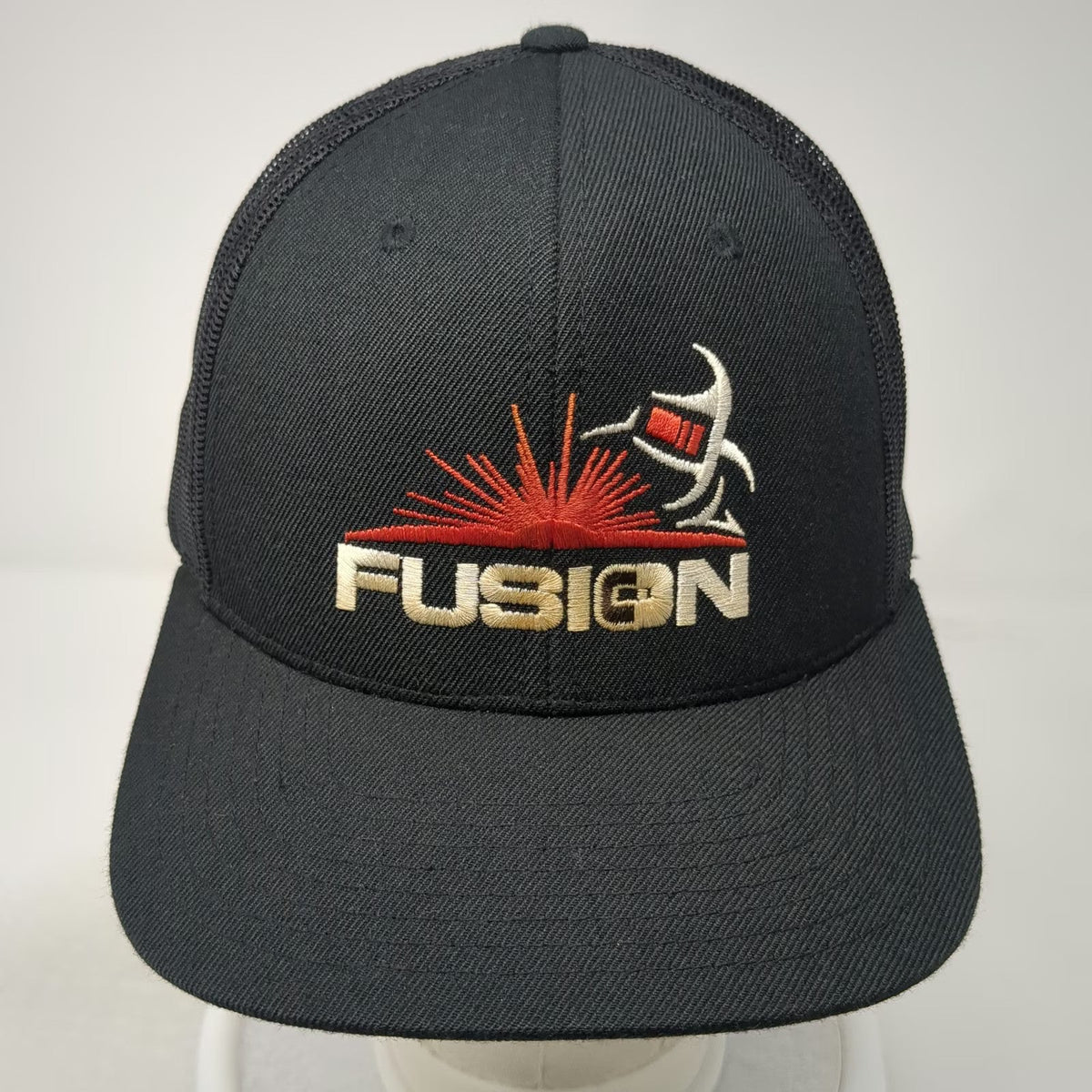 Richardson Trucker Hat Black One Size Fusion Welding Mesh Snapback Cap 511 Logo