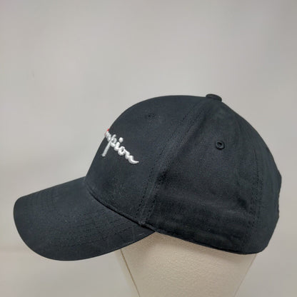 Champion Slideback Hat Black OSFM Adjustable Embroidered Logo 6 Panel Cotton