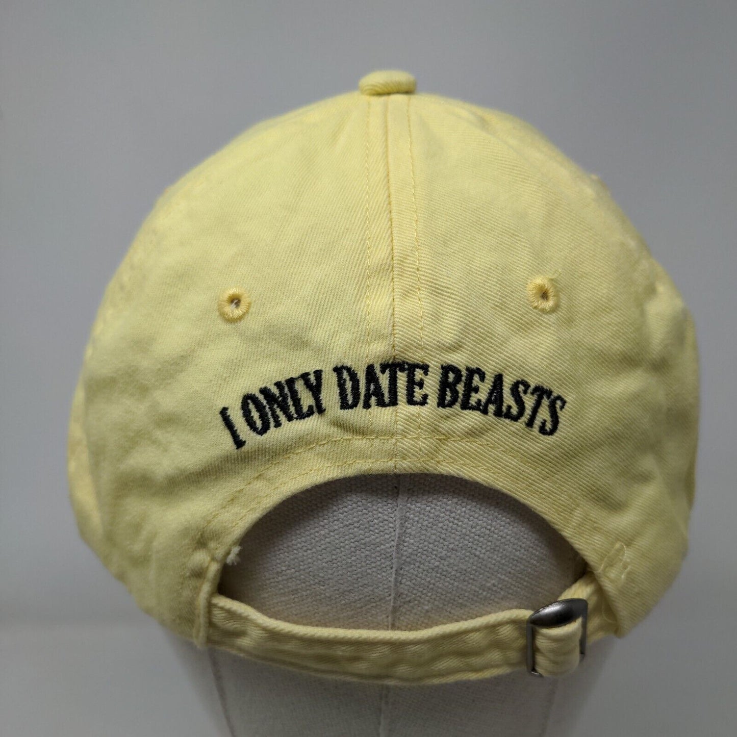 I Only Date Beasts Slideback Hat Yellow One Size Adjustable Embroidered Disney