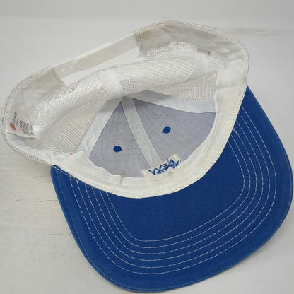 Quake City Caps New York Life Trucker Hat Blue White OSFM Snapback Mesh Patch