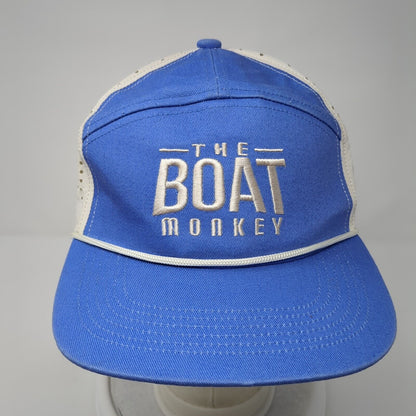 The Boat Monkey Snapback Hat Blue OS Adjustable Embroidered Breathable Rope