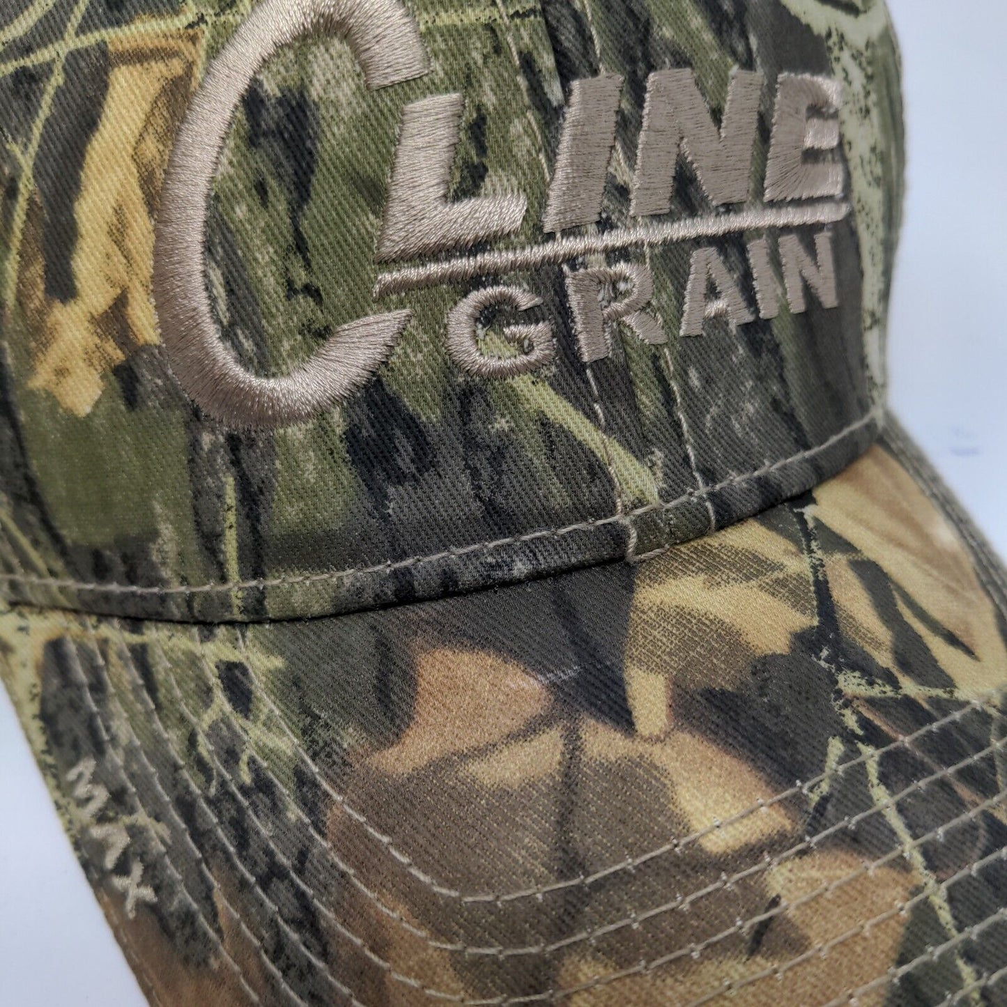 Cline Grain Men's Strapback Hat Green Camo Adjustable Embroidered Logo