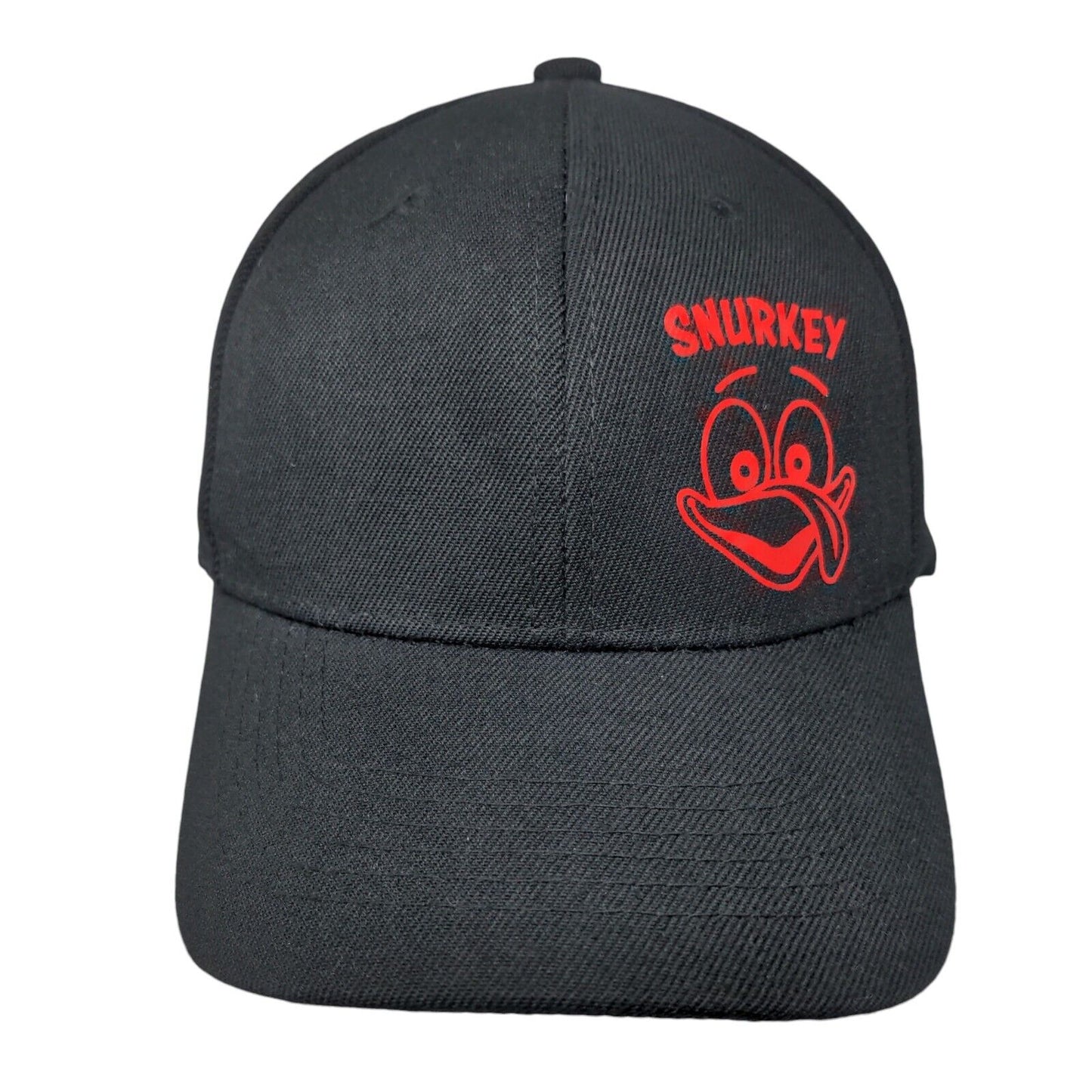 Snurkey Strapback Hat Black One Size Adjustable Graphic Print Vented Holes