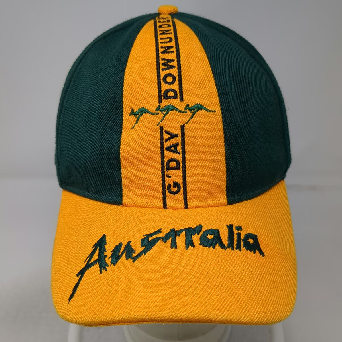Green Yellow Australia Kangaroo G'Day Down Under Hat One Size Baseball Cap