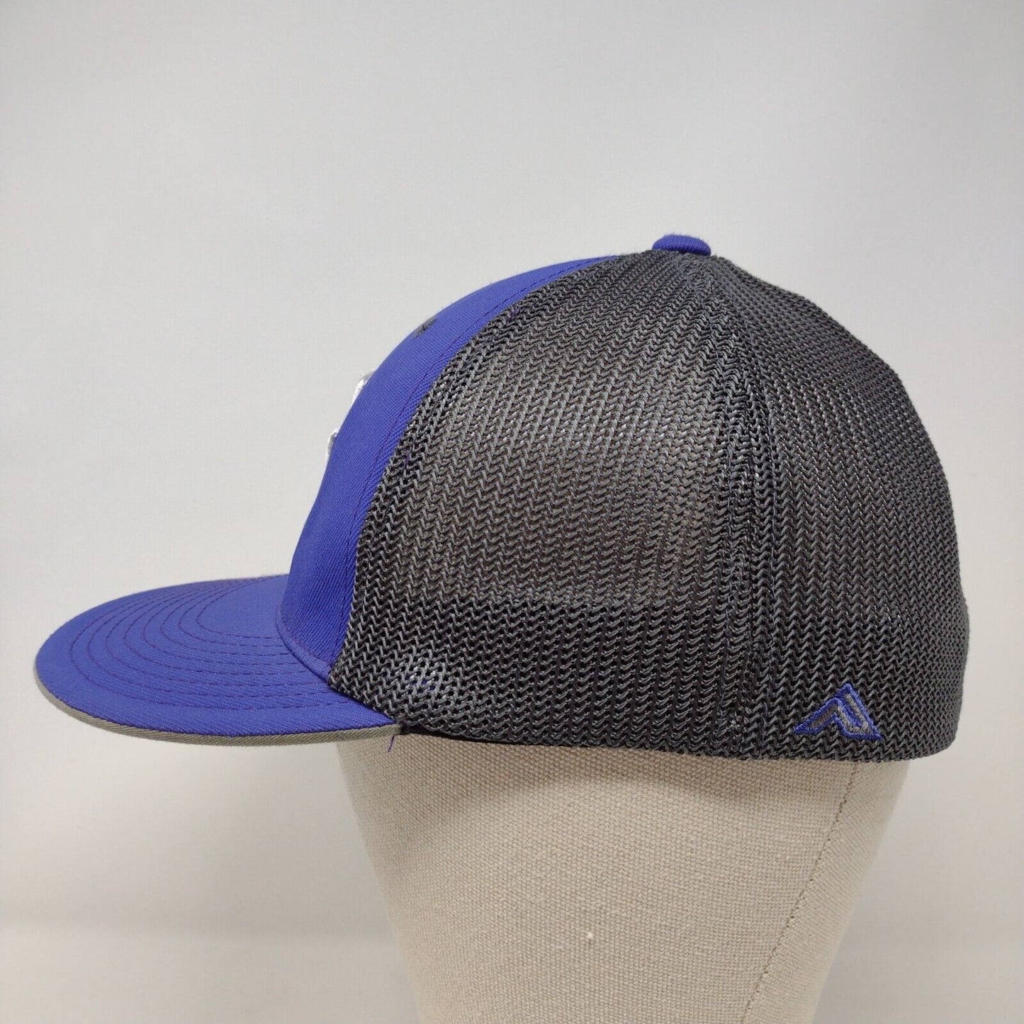 Lightning Bolt Fitted Mesh Back Trucker Hat Multi S-M Embroidered