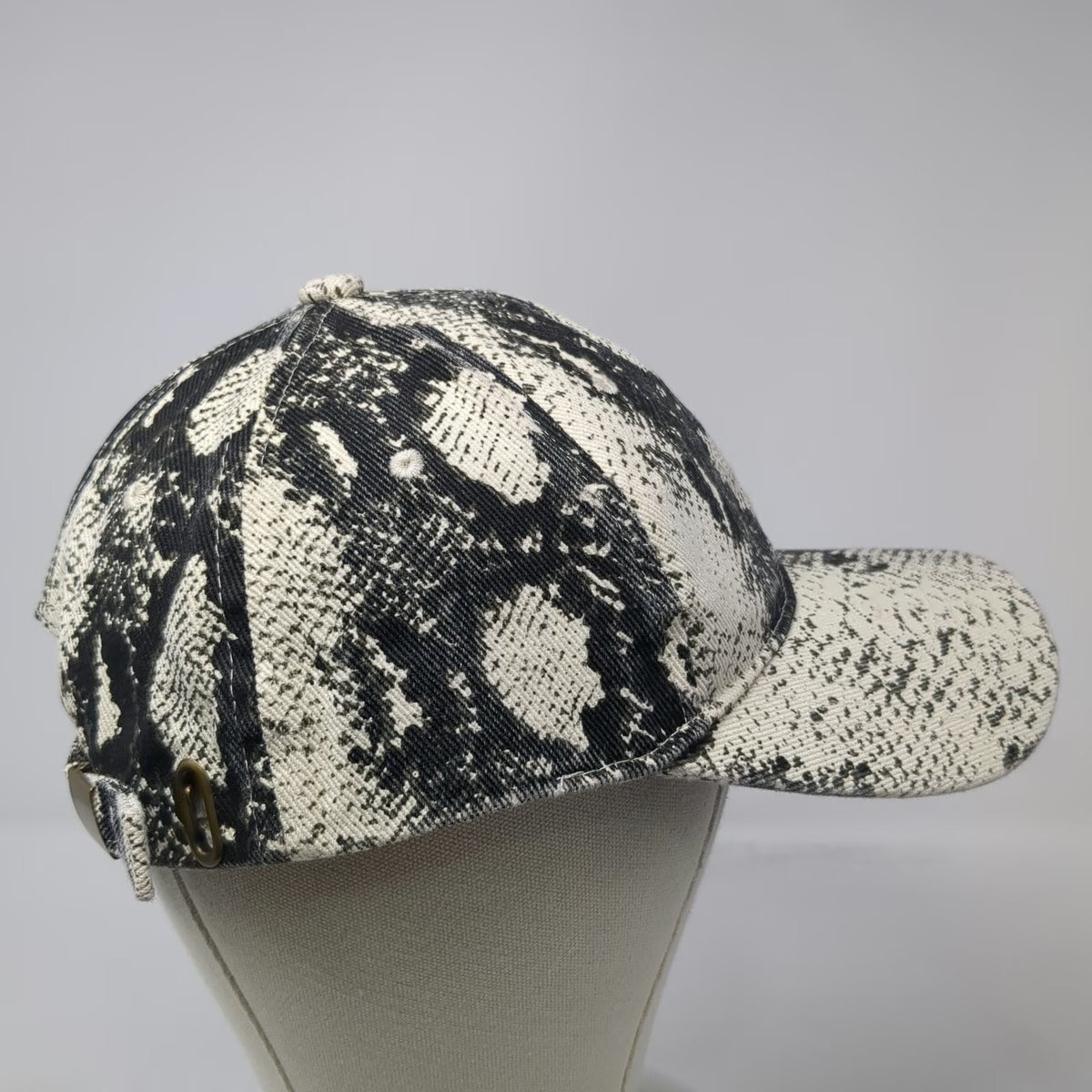Free Press Baseball Cap White One Size Snakeskin Print Allover Hat Strapback