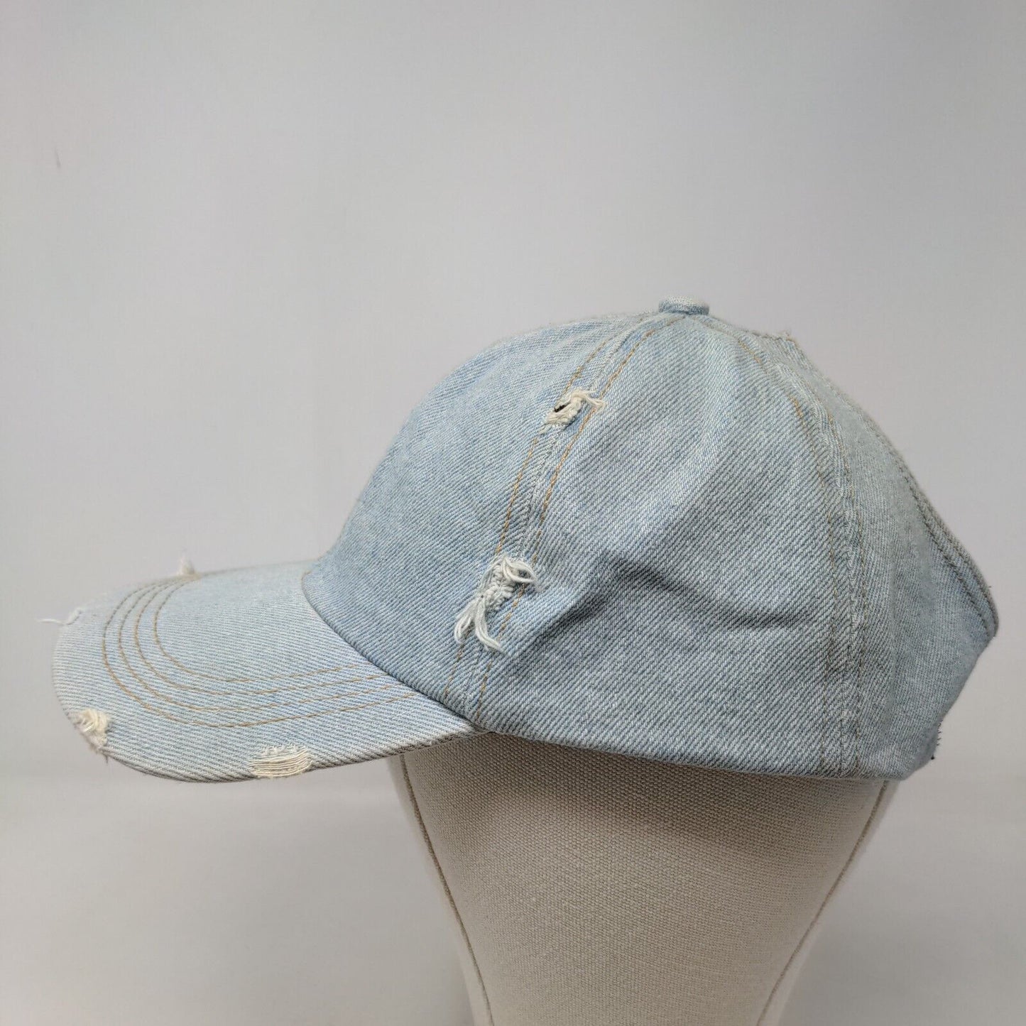 Sonoma Women's Denim Hat Strapback Blue Distressed Cotton Blend