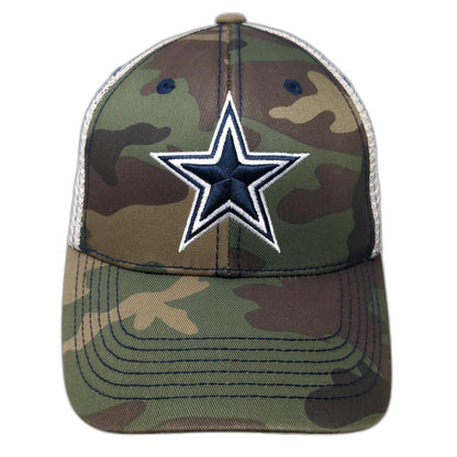 Dallas Cowboys NFL Green Camo Mesh Back Hat OSFM Strapback Star Logo Authentic