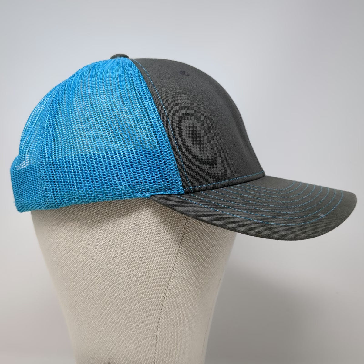 Richardson Trucker Hat Gray Blue Heliodon Lighting One Size Mesh Snapback Logo