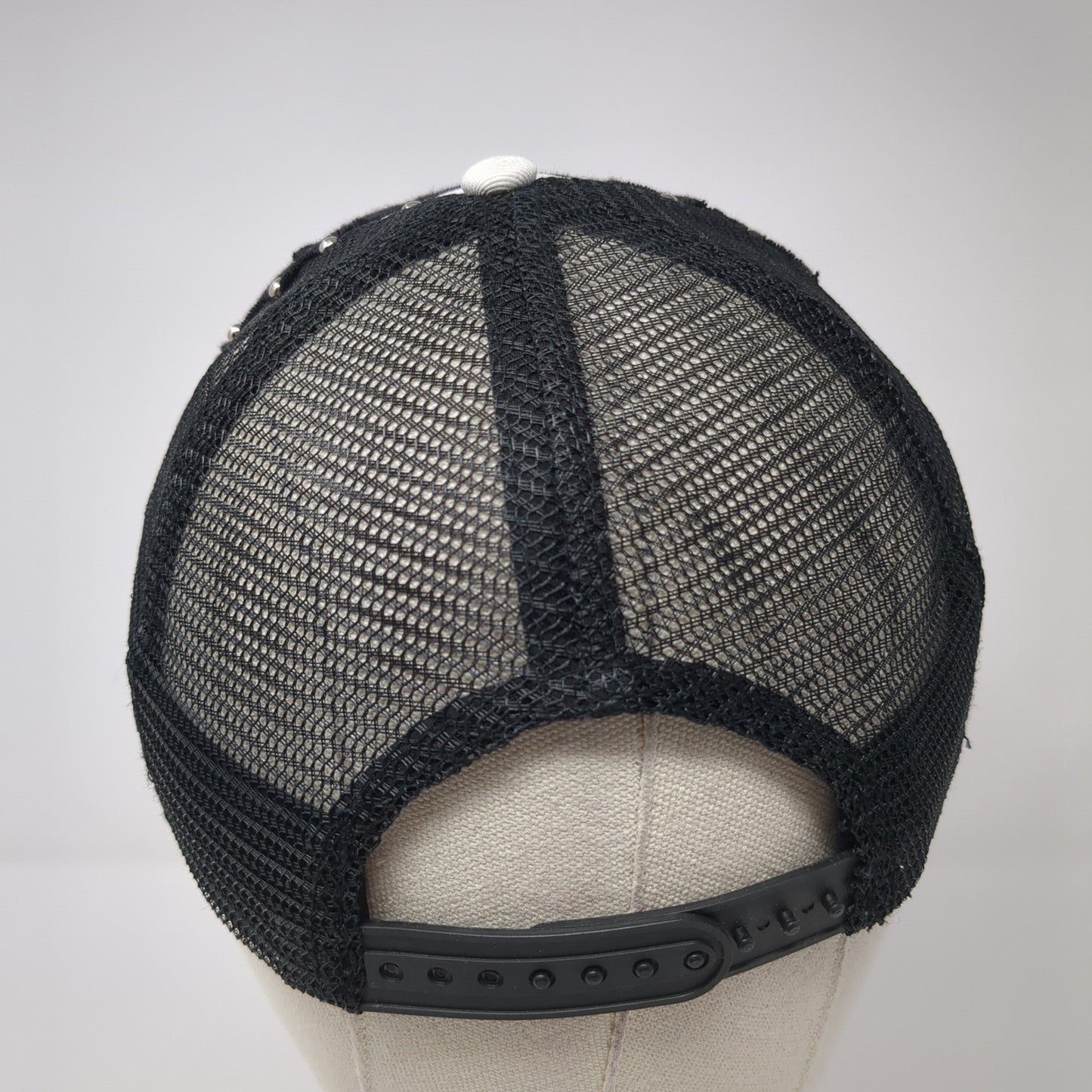 Unbranded Snapback Mesh Back Trucker Hat Multicolor Rhinestone Gem Peace Logo