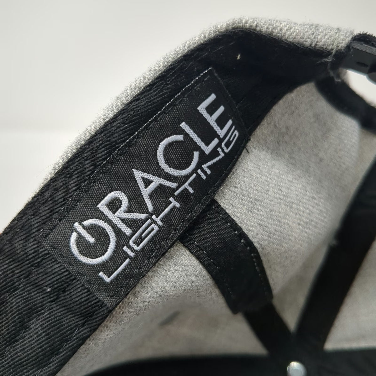 Oracle Lighting Snapback Hat Gray Black One Size Flat Brim Logo Patch Two Tone
