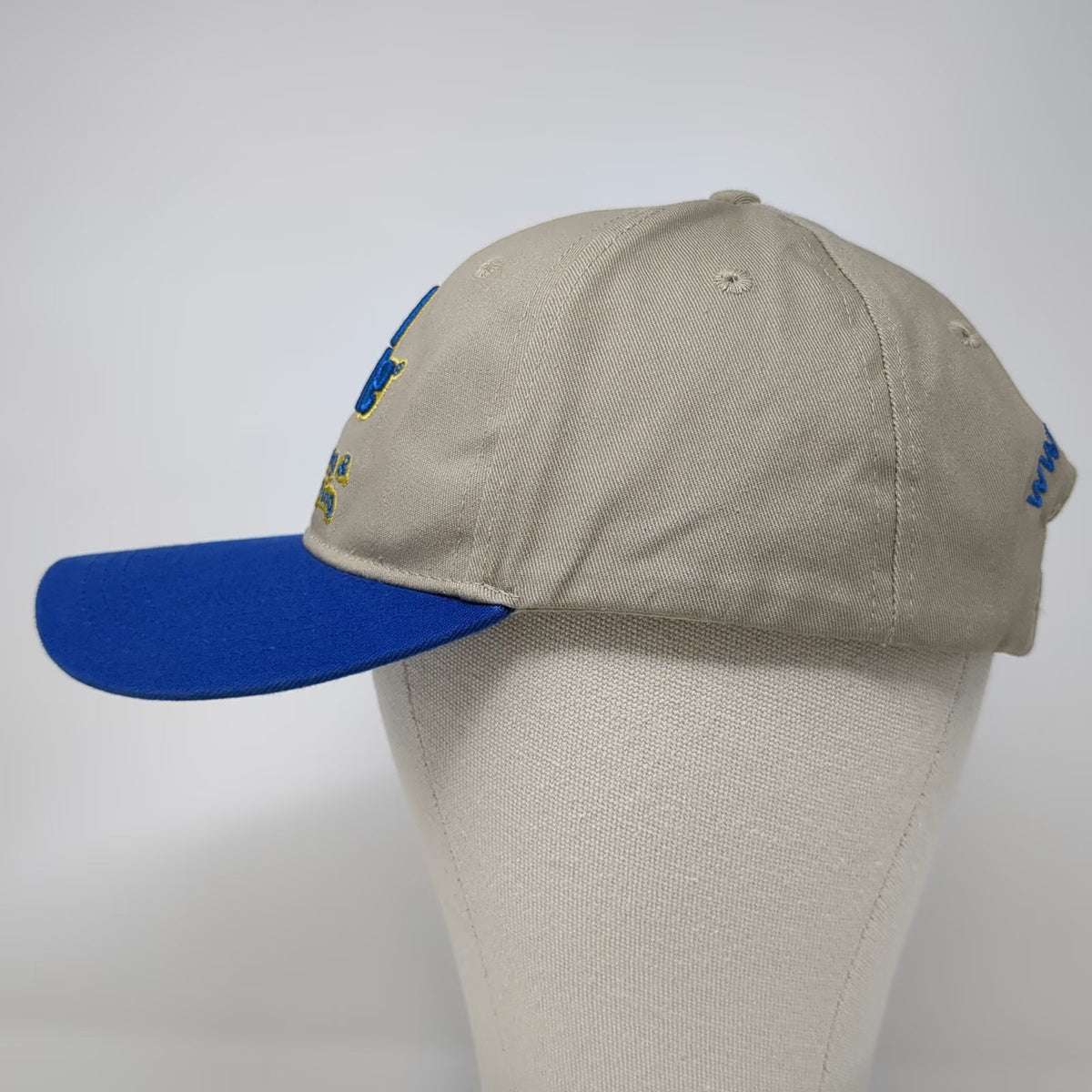 Baseball Cap Beige Blue One Size Mud Hole Rod Building Tackle Fishing Logo Hat