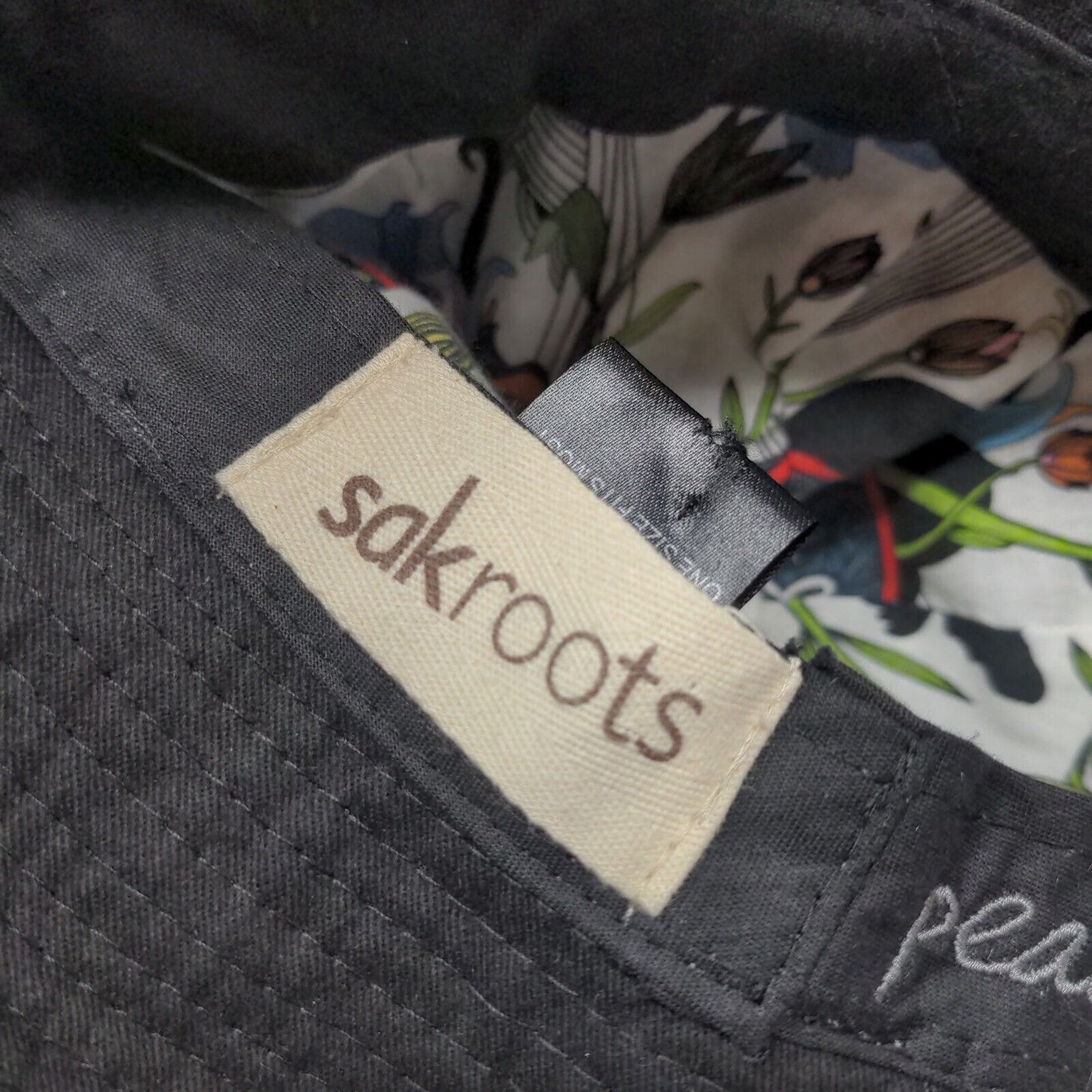 Sakroots Women's Bucket Hat Black Size OSFM 100% Cotton Bird Logo