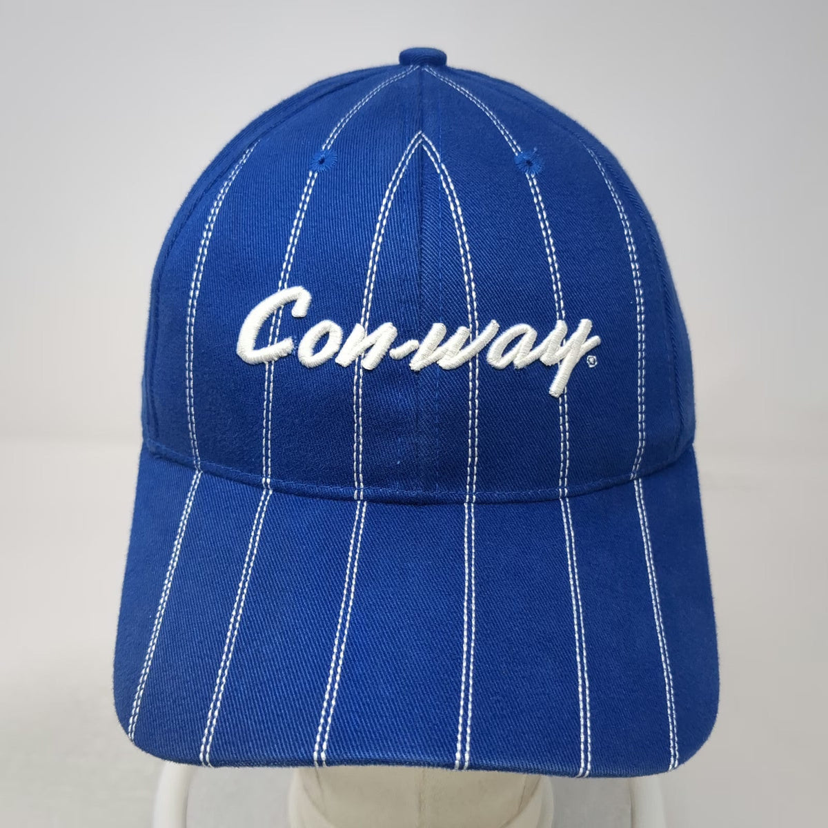 Con-way Blue Baseball Cap One Size Pinstripe Slideback Hat Embroidered Script