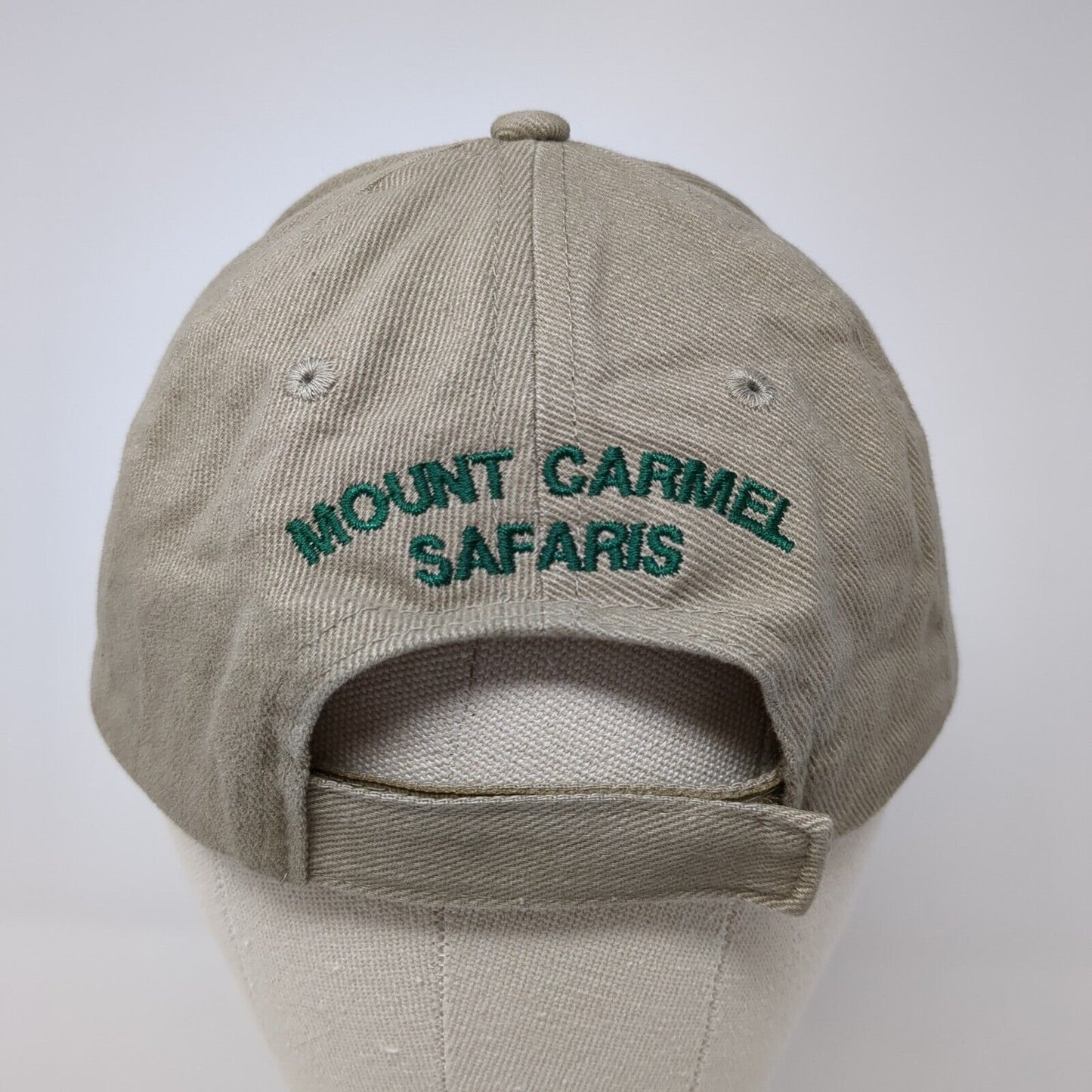 Mount Carmel Safaris Strapback Hat Tan One Size Adjustable Embroidered