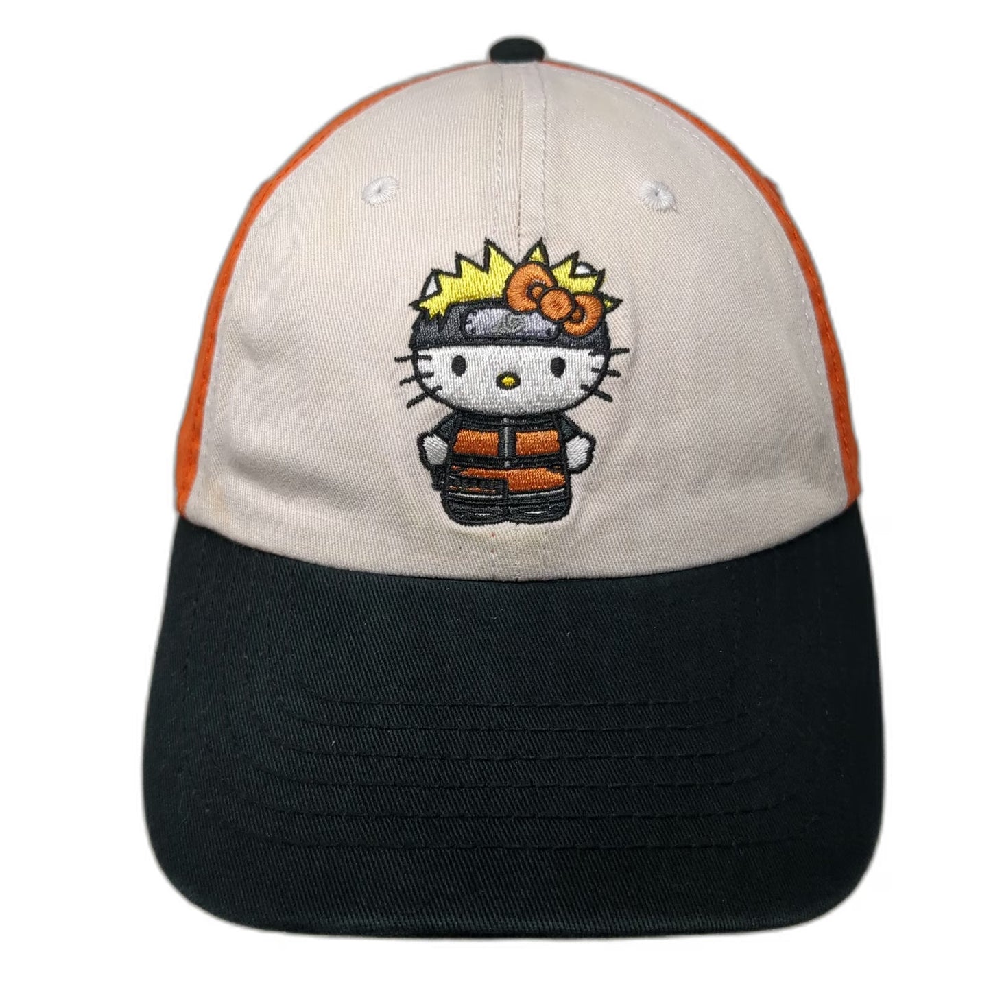Naruto Shippuden Hello Kitty Baseball Cap Orange White Black One Size Sanrio Hat