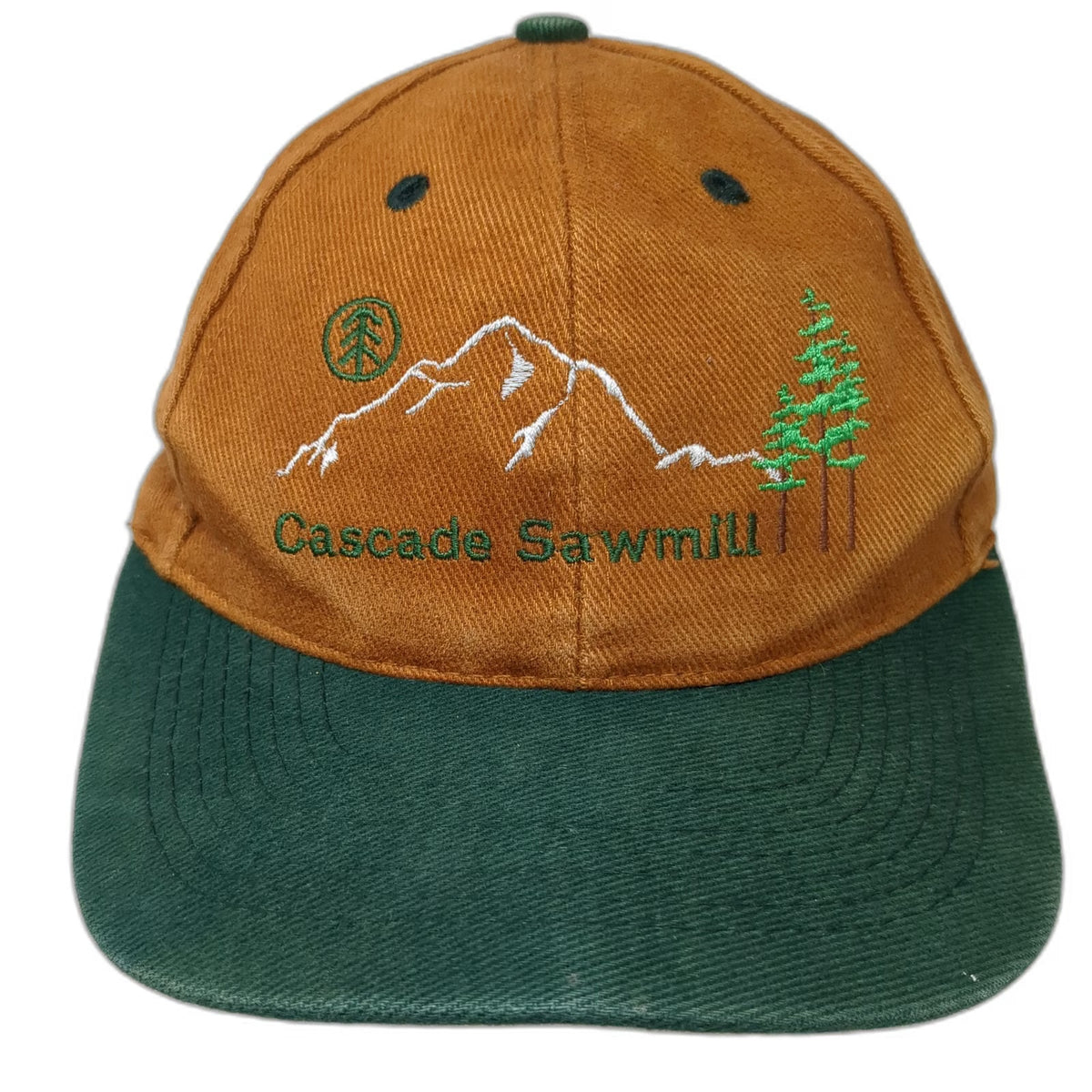 Orange Green Baseball Cap One Size Cascade Sawmill 1998 Mountain Slideback Hat