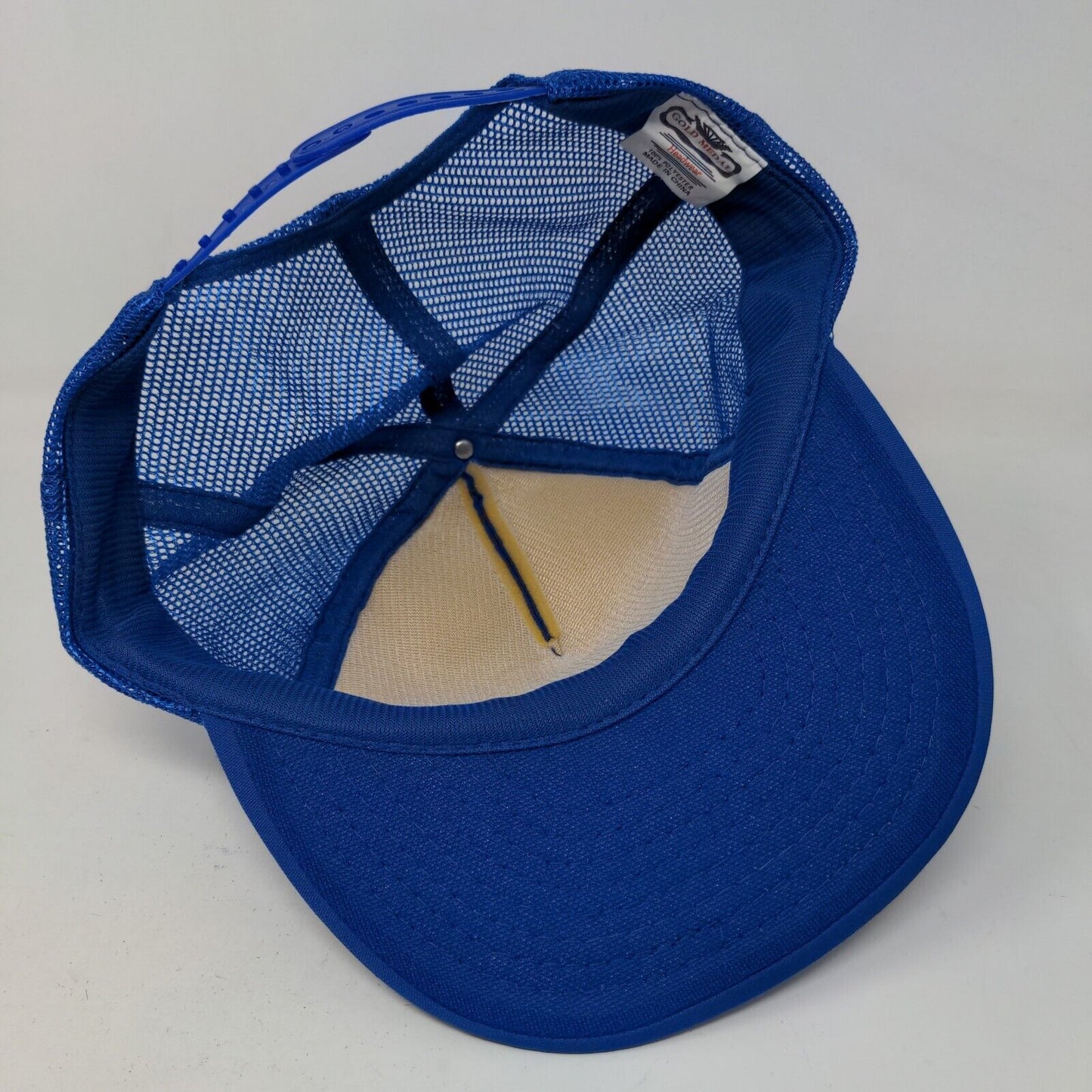 Gold Medal Men's Snapback Mesh Back Hat Blue Trucker Hat Embroidered Logo Rope