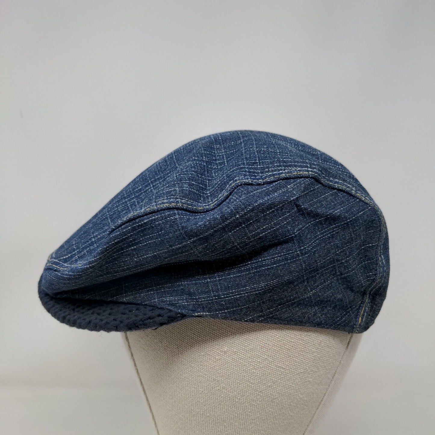 RCRW Denim Cabbie Flat Cap Blue Size OS Embroidered Logo 100% Cotton