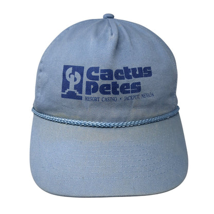 Cactus Petes Resort Casino Snapback Rope Hat Blue One Size Adjustable