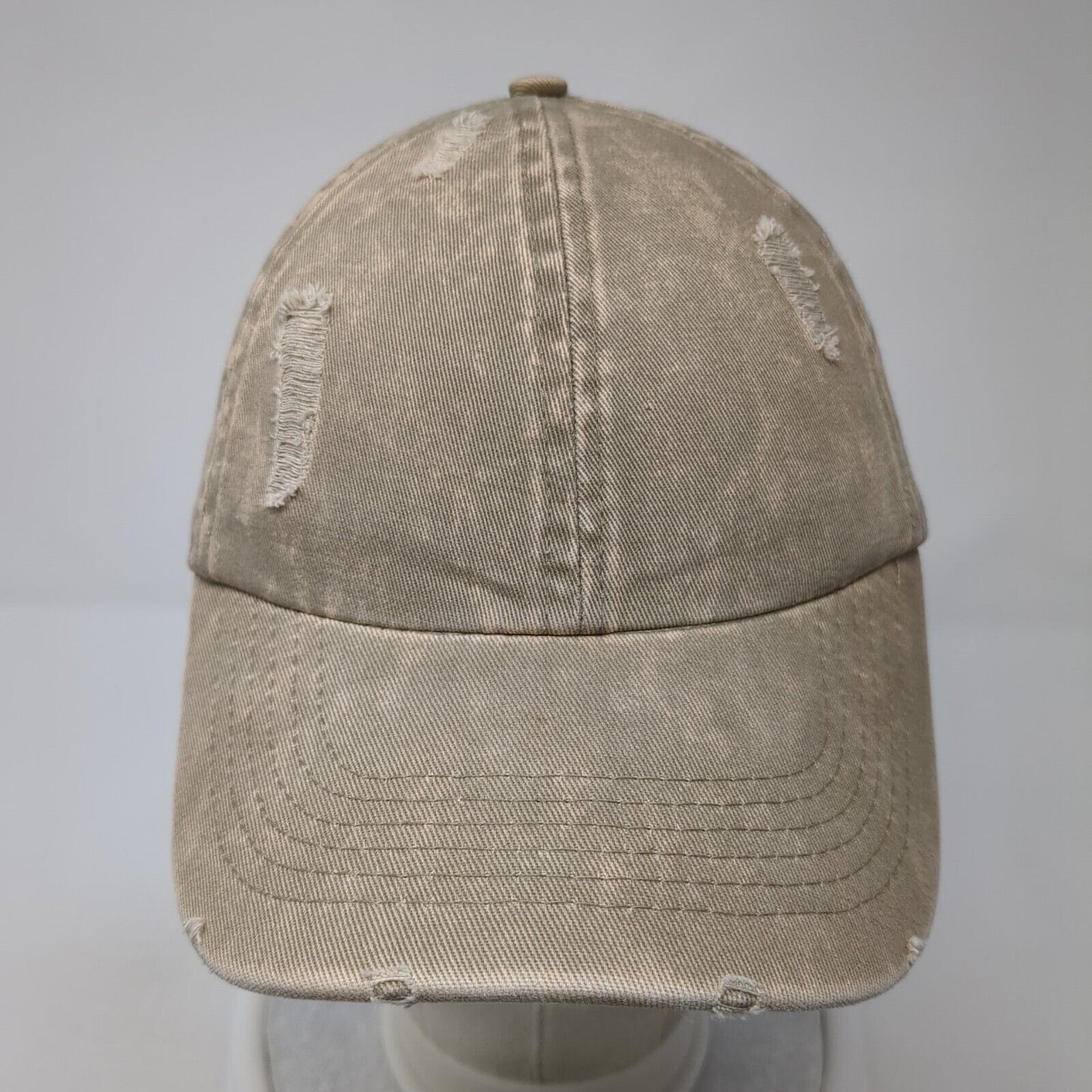 David And Young Slideback Hat Tan One Size Adjustable Distressed 6 Panel