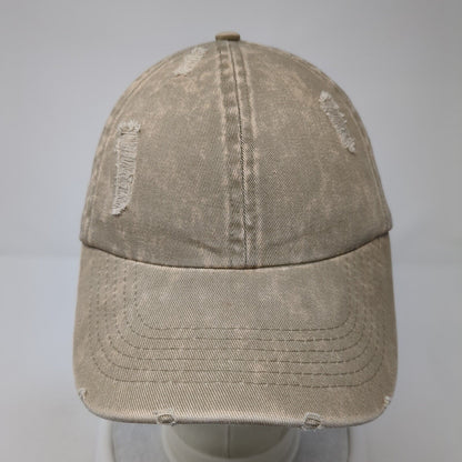 David And Young Slideback Hat Tan One Size Adjustable Distressed 6 Panel