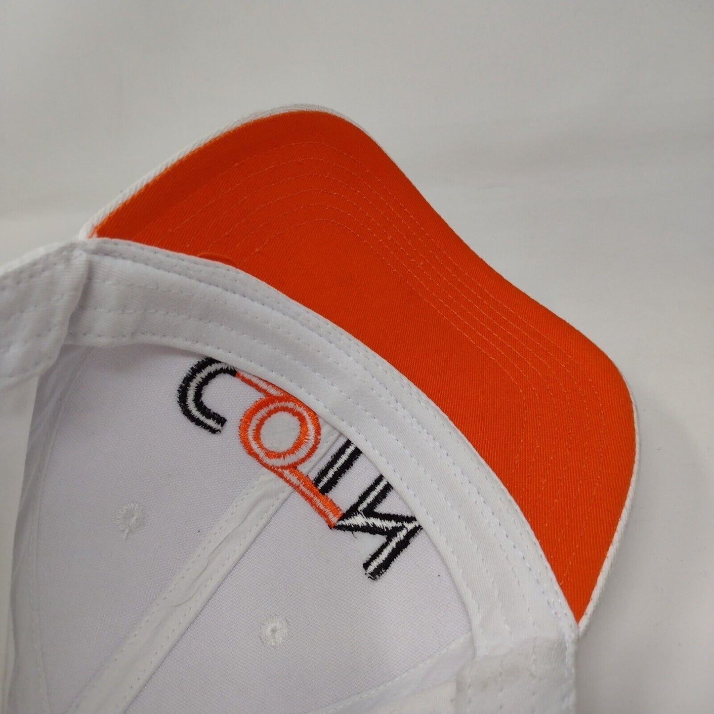 COTN Slideback Hat White One Size Adjustable Embroidered Vented Holes 6 Panel