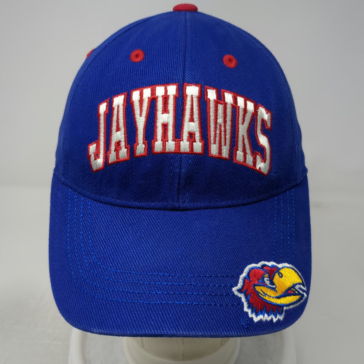 Captivating Headgear Kansas Jayhawks NCAA Hat Blue Red White One Size Strapback
