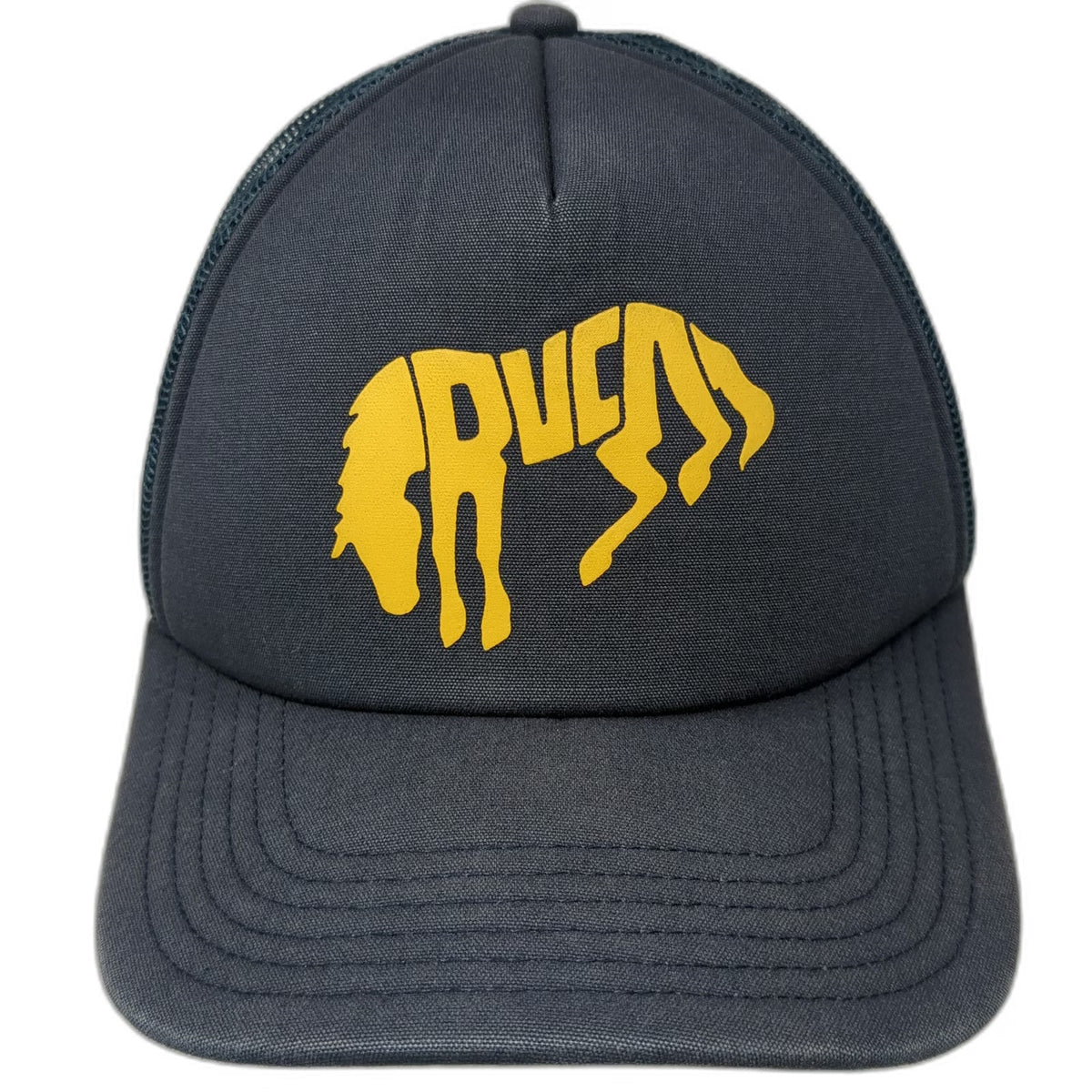 RVCA Blue Trucker Hat One Size Mesh Snapback Stylized Bronco Horse Graphic