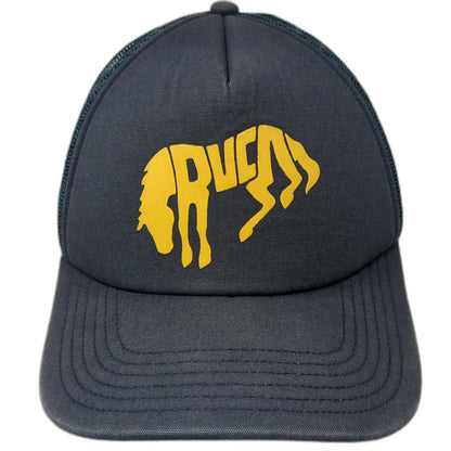 RVCA Blue Trucker Hat One Size Mesh Snapback Stylized Bronco Horse Graphic