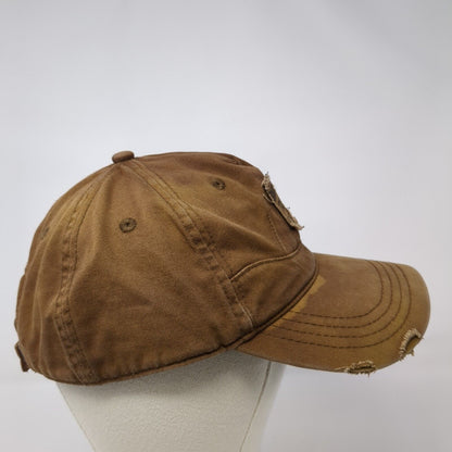 Shock Top Strapback Hat Brown One Size Adjustable Embroidered Distressed Cotton