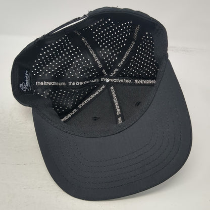 Jackalope Trucker Hat Black One Size Laser Perforated Mesh Snapback Rubber Patch