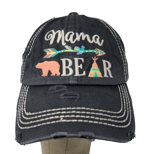 KB Ethos Women's Strapback Hat Blue Adjustable Embroidered Mama Bear Distressed