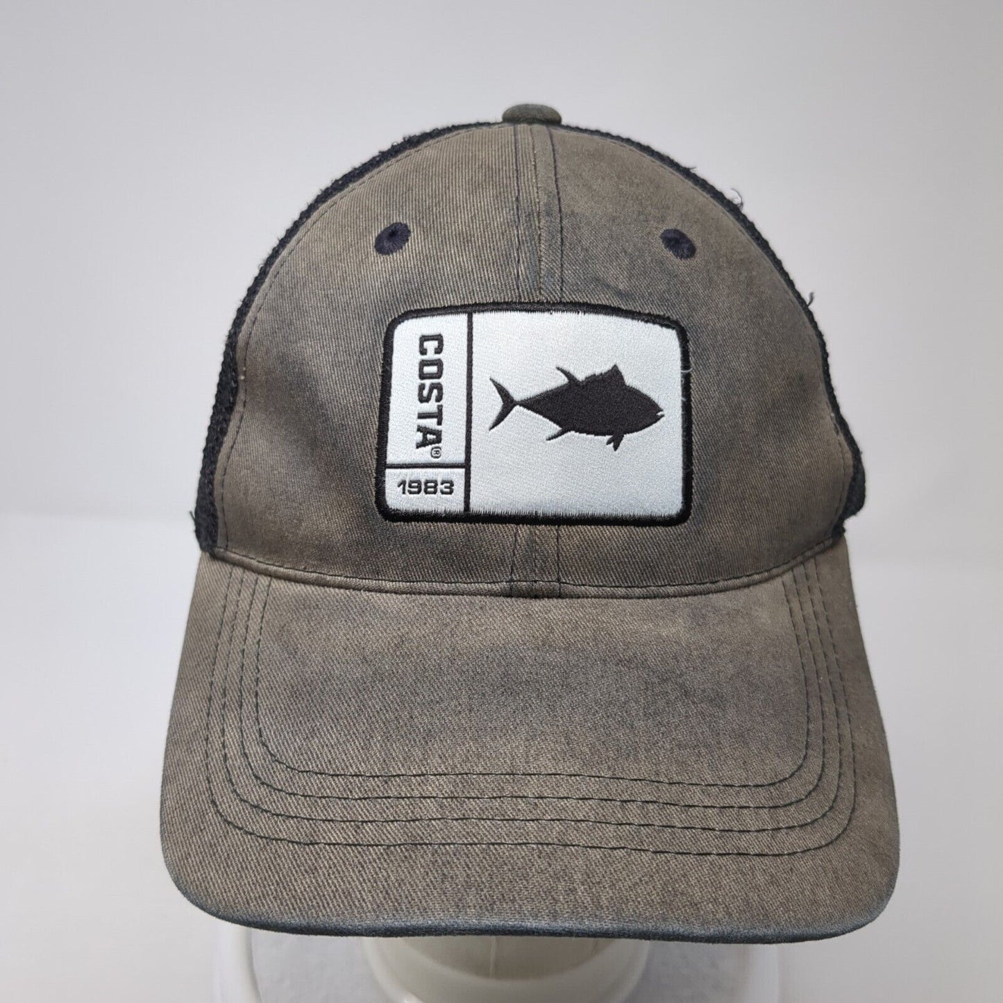 Costa Del Mar Snapback Trucker Hat Gray One Size Mesh Back Fish Patch