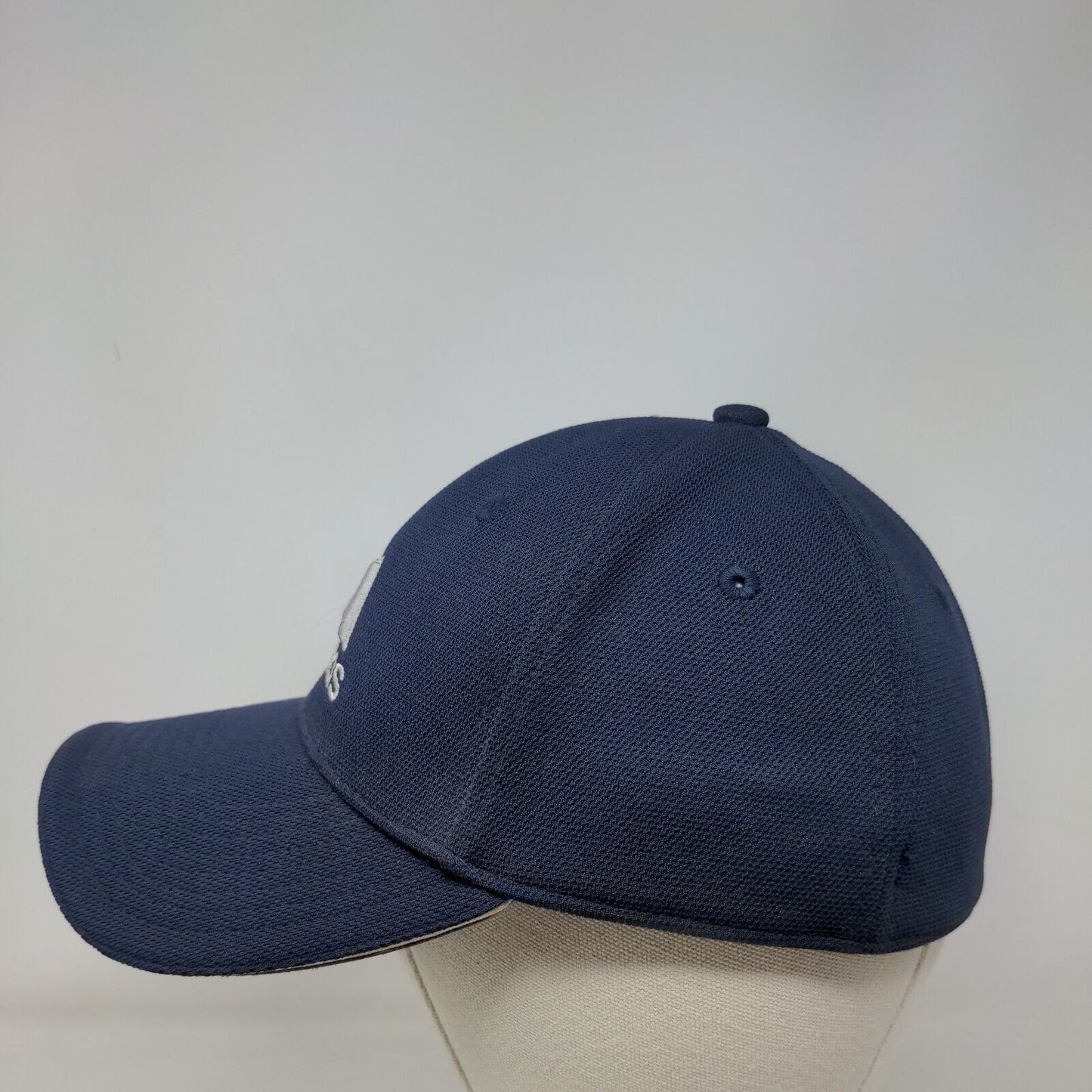 Adidas 3 Stripes Fitted Hat Blue S/M Embroidered Logo Always Cool