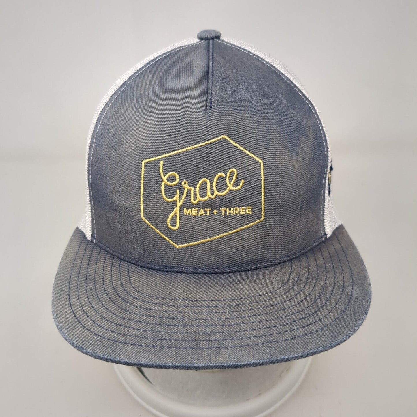 Grace Meat + Three Snapback Trucker Hat Blue One Size Mesh Back Yupoong